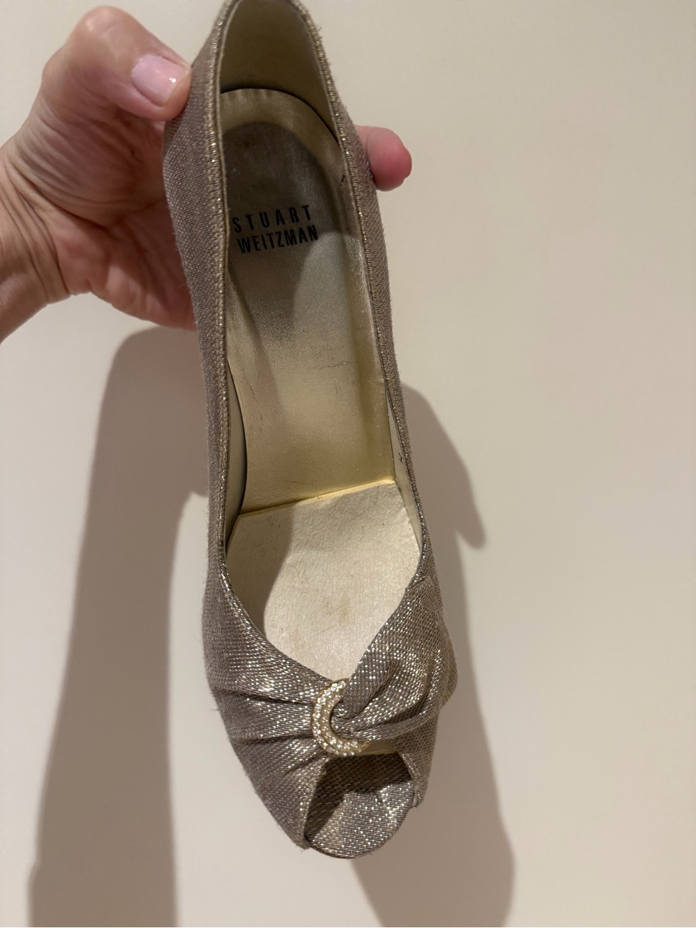 Stuart Weitzman Gold Pointed-Toe Stiletto Pump